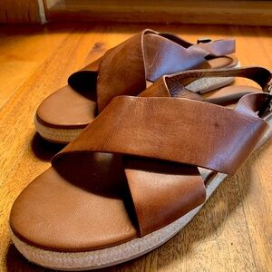 ST. AGNI Basque Espadrille Brown Leather Sandals